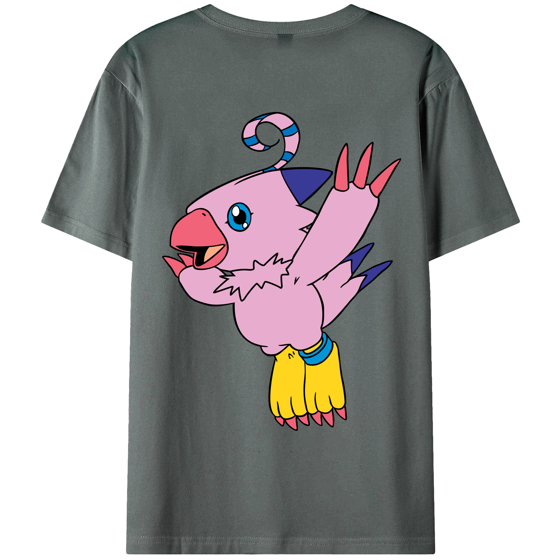 （画像用） Digimon デジタルモンスター/デジモン 綿100％ メンズ半袖Tシャツ（バックプリント） 通気性
